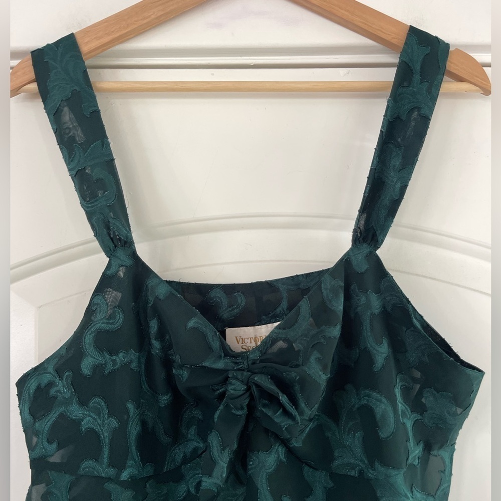 Vintage Victoria’s Secret Gold Label Forest Green Slip Dress - L - Picture 3 of 5